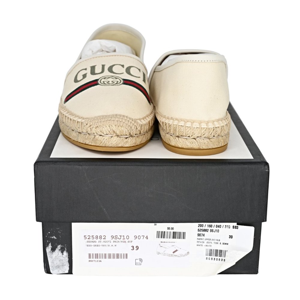 Gucci Women's Logo Print Canvas Espadrille Flats - Picture 8 of 12